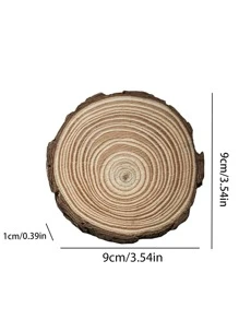 4入組木頭圓形藝術擺件 - 杏色 - 查看 5