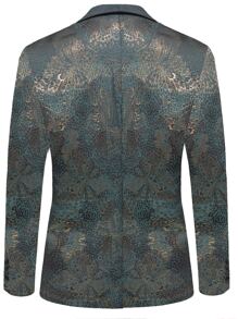 男士提花青果領單釦西裝外套 - 彩色 - 查看 2