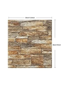 1 pieza Adhesivos de pared de ladrillos 3D marrón amarillo, paneles de pared autoadhesivos de espuma de PE removibles e impermeables para decoración de TV de dormitorio y sala de estar, artículos de decoración de primavera para renovar su hogar, adhesivos de decoración Rama - Multicolor - Ver 6