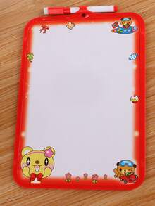 1pc Solid Color Whiteboard, Simple Plastic White Board For Kid Drawing, Preschool Education - Red - View 1