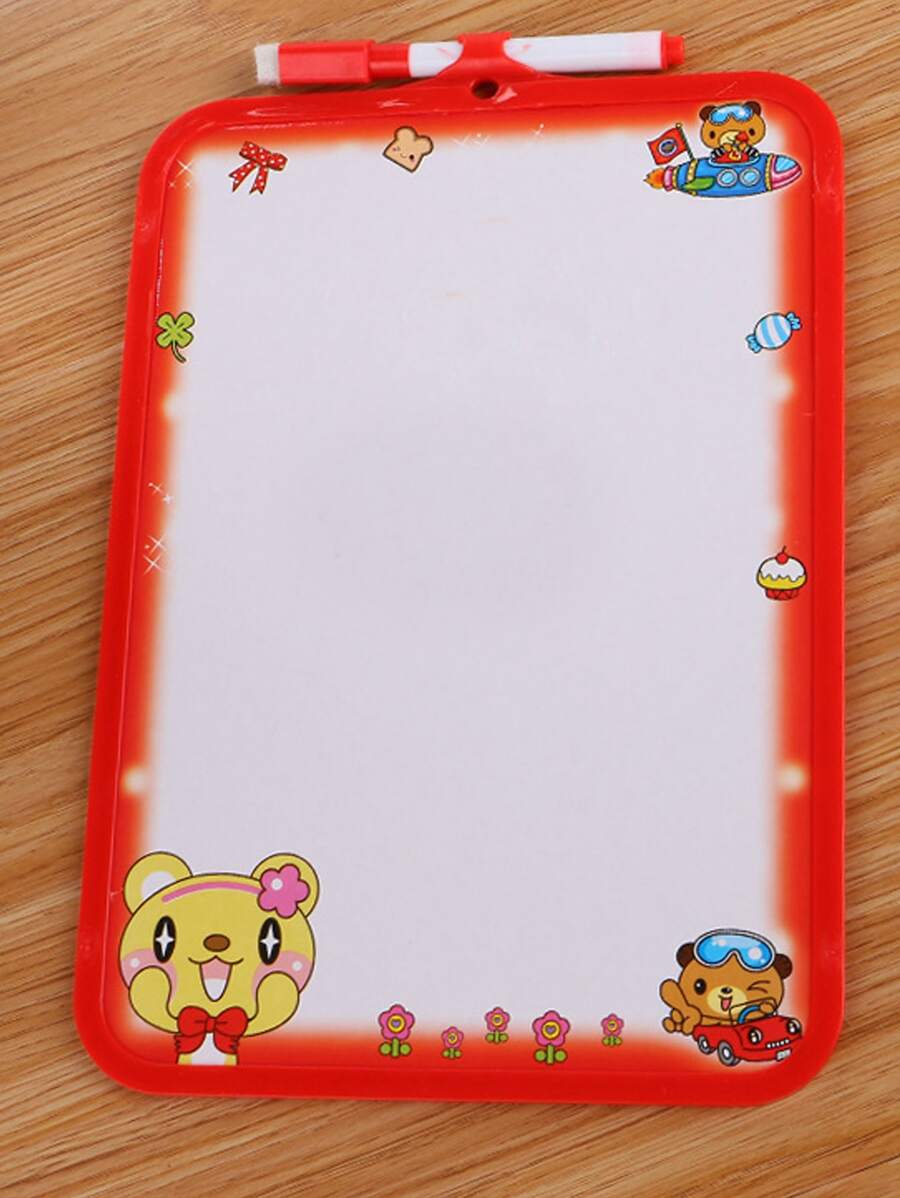 1pc Solid Color Whiteboard, Simple Plastic White Board For Kid Drawing, Preschool Education - Red - View 1
