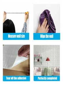 1入組3D牆貼,人造磚塊臥室家庭裝飾用品,防水自粘牆紙,可拆卸藝術牆面瓷磚貼紙適用於臥室客廳房間背景家具裝飾用品牆裝修,家庭裝飾 - 白色 - 查看 5