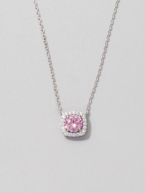 Cubic Zirconia Charm Silver Necklace