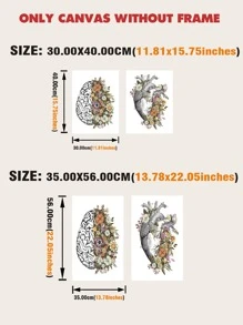2入組大腦和心無框畫 - 黑色 - 查看 6