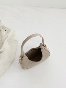 Crocodile Embossed Felt Hobo Bag Fashion Hobo Bag Stylish Women's Faux Leather Shoulder Bag Solid Color Underarm Bag - Khaki - View 7