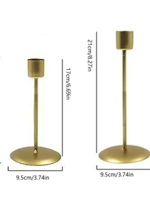 2pcs Iron Candle Holder, Modern Metal Candlestick Holder For Taper Candle,  Home Decor Wedding Dinning Party Anniversary - Gold - View 4