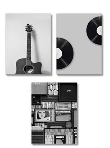 3入組唱片和吉他版畫無框畫 - 彩色 - 查看 2