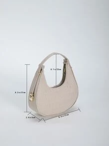 Crocodile Embossed Felt Hobo Bag Fashion Hobo Bag Stylish Women's Faux Leather Shoulder Bag Solid Color Underarm Bag - Khaki - View 8