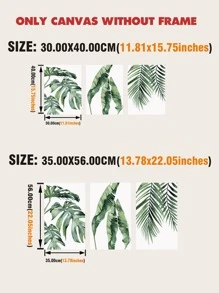 3pcs Leaf Print Unframed Painting - Green - View 6
