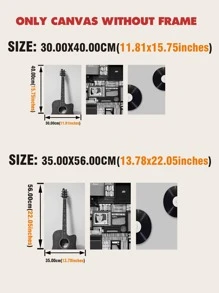 3入組唱片和吉他版畫無框畫 - 彩色 - 查看 6