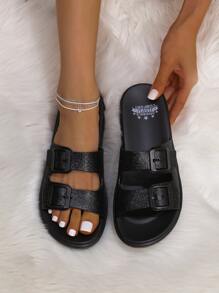 luofu Nouvelles sandales femme de mode décontractées d'extérieur à double boucle, semelle épaisse en matériau EVA confortable, sandales décontractées imperméables et antidérapantes pour l'intérieur