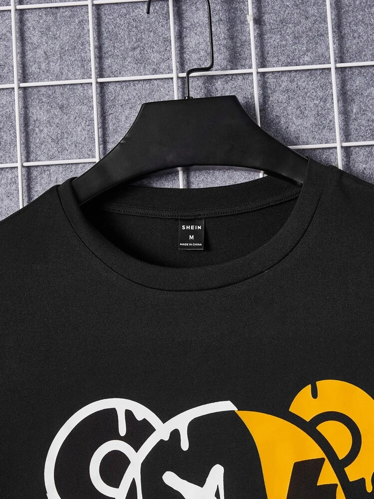 Manfinity RebelGame Casual Spotprent Heren T-shirts en tanks - Zwart - Bekijken 5