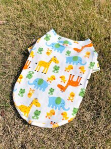 1pc Cartoon Animal Pattern Pet Tee For Cat And Dog For Summer - Multicolor - View 2