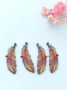 4入組羽毛圖案DIY吊墜 - 彩色 - 查看 2