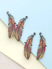 4入組羽毛圖案DIY吊墜 - 彩色 - 查看 3