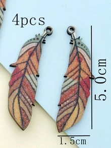 4入組羽毛圖案DIY吊墜 - 彩色 - 查看 4