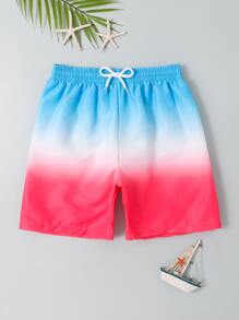 Tween Boy Ombre Drawstring Waist Swim Shorts - Multicolor - View 1