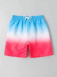Tween Boy Ombre Drawstring Waist Swim Shorts - Multicolor - View 3