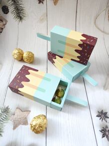 5入組/套紙包裝創意冰淇淋設計糖果盒適合派對 - 藍色 - 查看 1