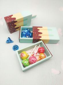 5入組/套紙包裝創意冰淇淋設計糖果盒適合派對 - 藍色 - 查看 5