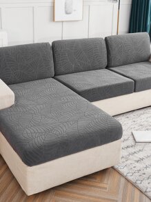 1件装深灰色叶子图案弹性沙发座垫套，防水防污，适用于1/2/3/4座组合沙发、L型沙发 - 深灰色 - 查看 5