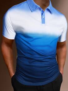 Manfinity Homme 男士漸層POLO衫 - 藍白色 - 查看 1