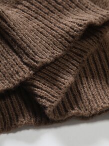 Claim Dot 男士单件V领毛衣背心，无袖，外出，朋友聚会，时尚，纯色，秋冬款 - 咖啡棕 - 查看 4