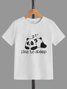 SHEIN Boys Panda & Plaid Print Snug Fit PJ Set - Multicolor - View 5