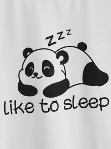 SHEIN Boys Panda & Plaid Print Snug Fit PJ Set - Multicolor - View 9