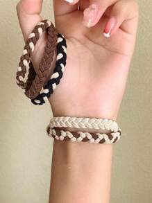 5入組女性雙色編織休閒頭髮適用於日常 - 彩色 - 查看 1