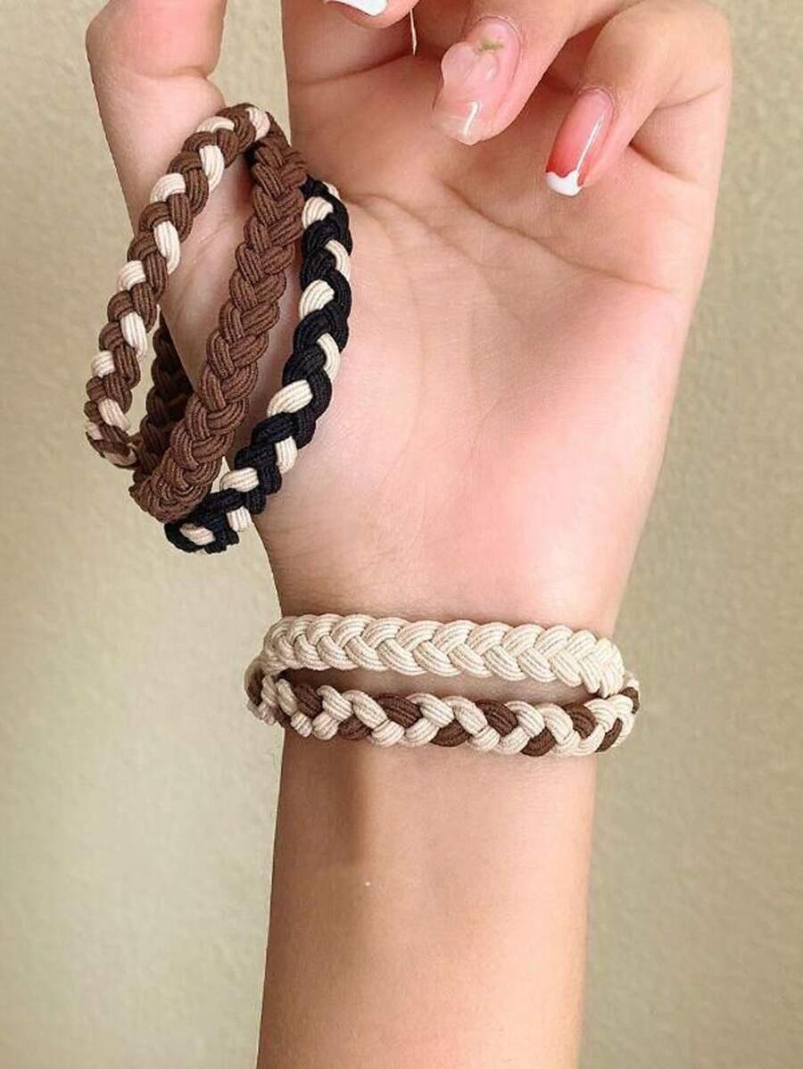 5入組女性雙色編織休閒頭髮適用於日常 - 彩色 - 查看 1