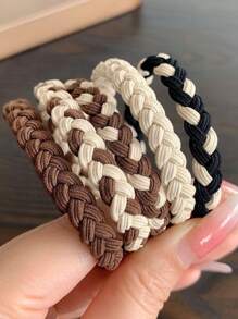 5入組女性雙色編織休閒頭髮適用於日常 - 彩色 - 查看 2