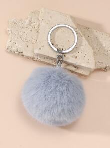 1 件男女通用纯色 Pom Pom 钥匙扣，可爱 Pom Pom 吊坠礼物，适合送给朋友和家人