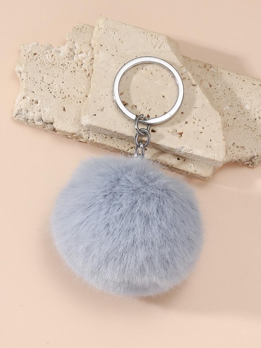 1 件男女通用纯色 Pom Pom 钥匙扣，可爱 Pom Pom 吊坠礼物，适合送给朋友和家人