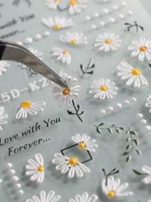 FULL BEAUTY 2 hojas Pegatina de arte de uña con estampado floral - Multicolor - Ver 2