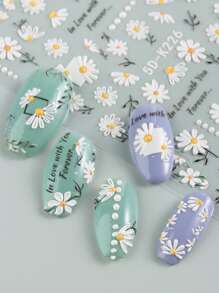 FULL BEAUTY 2 hojas Pegatina de arte de uña con estampado floral - Multicolor - Ver 5