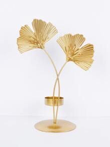 1pc Ginkgo Biloba Decor Candle Holder - Gold - View 2