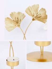 1pc Ginkgo Biloba Decor Candle Holder - Gold - View 3