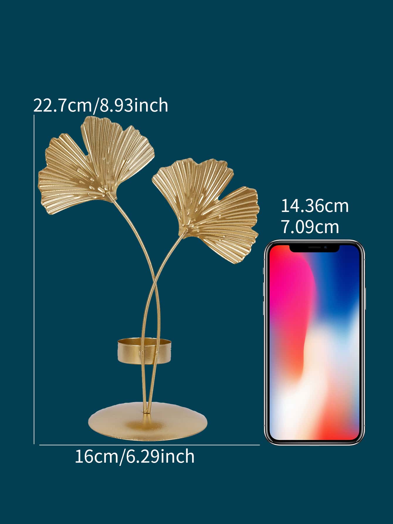1入組銀杏葉裝飾燭臺 - 金色 - 查看 4
