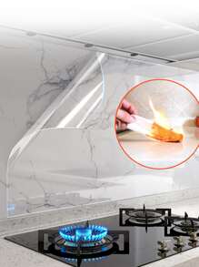 1 rouleau Film vinyle transparent autocollant - Protection murale pour dosseret de cuisine, anti-huile de cuisine transparente, applicable aux cuisinières, armoires, murs, taille : 15,76 * 118 po
