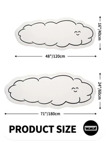 1pc Cloud Shaped Rug - Black and White - View 7