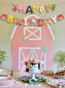 1set Cartoon Animal Print Birthday Party Pull Flag - Multicolor - View 2