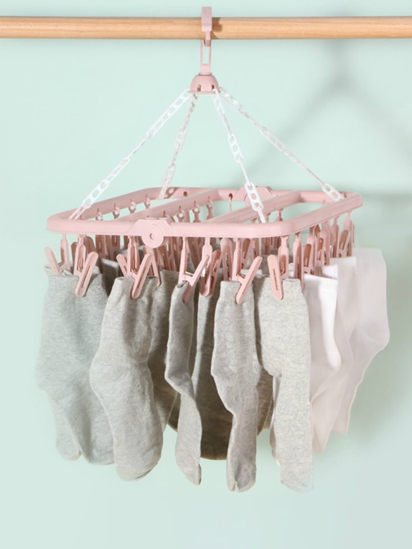 1 cái móc treo có thể thu gọn với Clothespin - Hồng - Xem 1