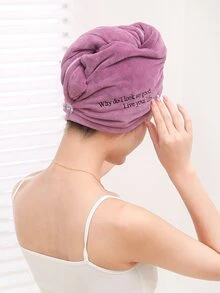 Mũ sấy tóc thêu chữ - Màu tím - Xem 7