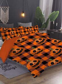 Halloween Pumpkin Pattern Duvet Cover Set Without Filler - Multicolor - View 2