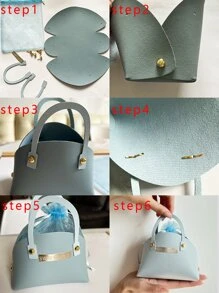 1pc Letter Design Gift Bag - Blue - View 5