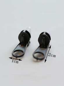 1pair Creative Zipper Head Design Stud Earrings For Women For Daily Decoration - Black - View 3