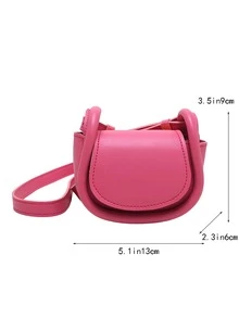 Bolso sillín mini ligero imán con solapa PU de moda - Rosa - Ver 6