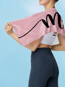 Letter Graphic Sport Towel - Baby Pink - View 6