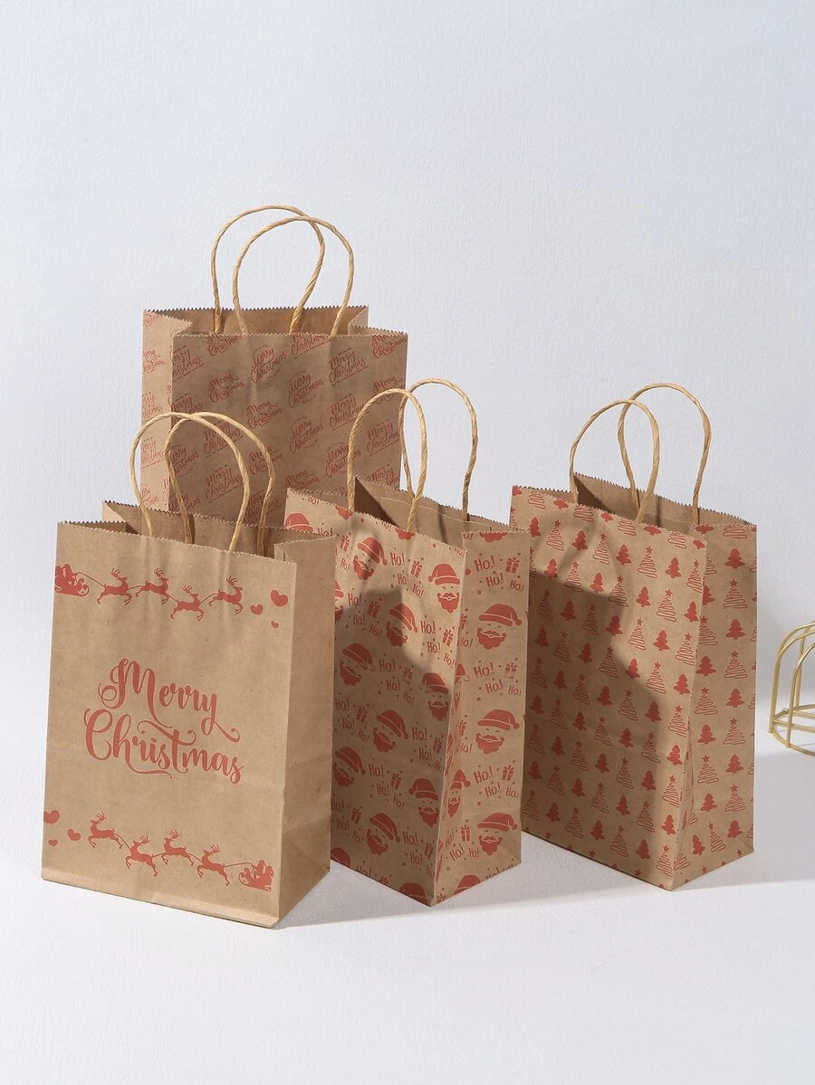 4入組聖誕圖案紙禮品袋 - 彩色 - 查看 1